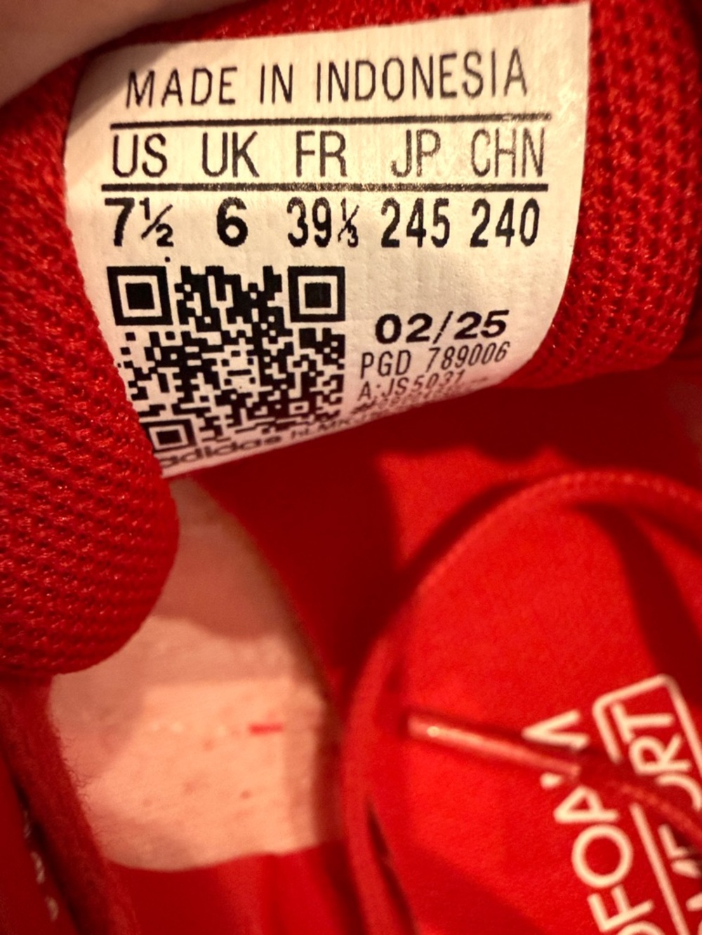 adidas Red Sneakers with White Stripes - Picture 2 of 4